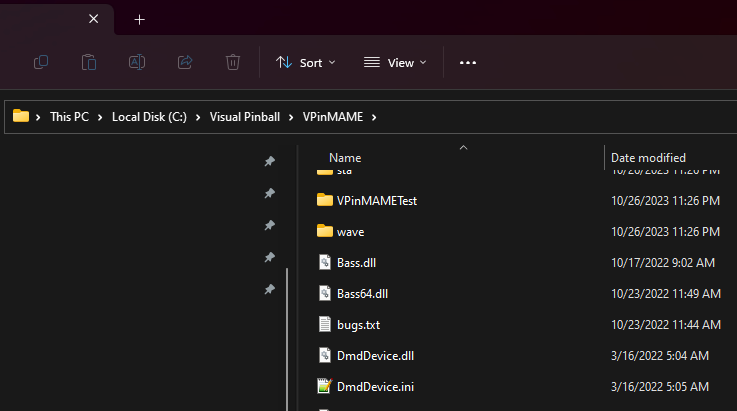 Copy to Vpinmame folder