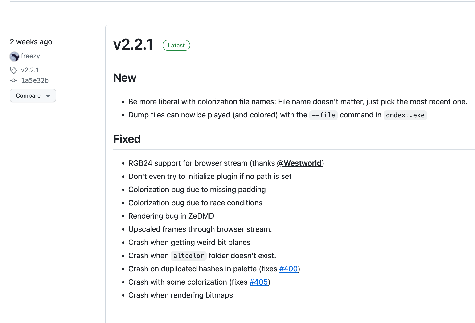 Freezy Github releases page