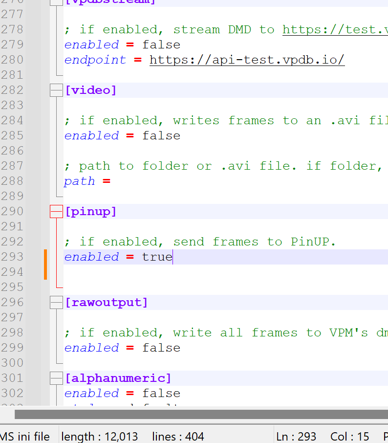 Set pinup enabled=true