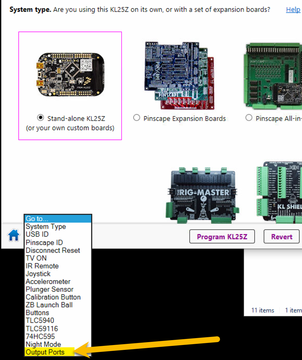 Pinscape output section
