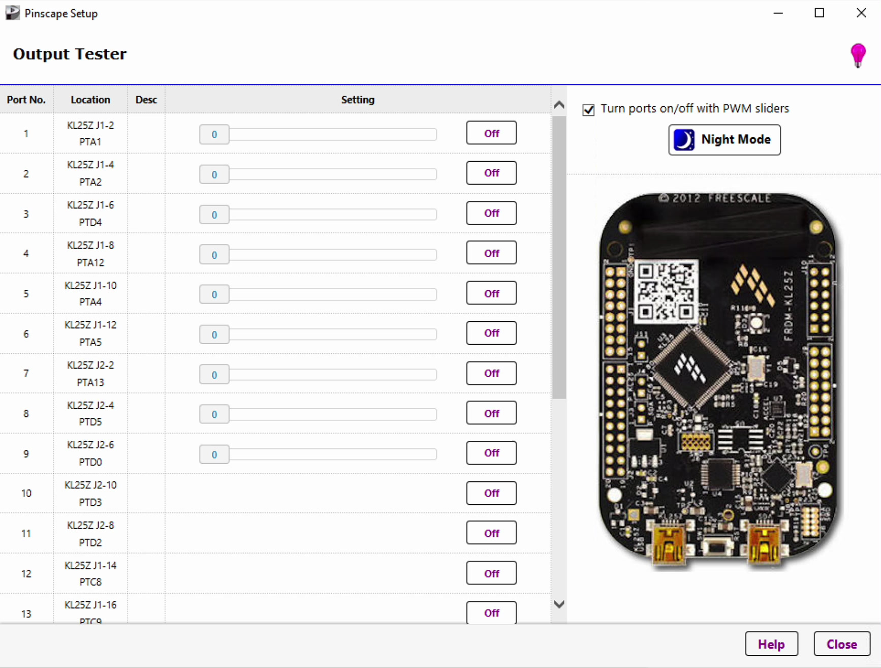 Scrolling through outputs 1-24