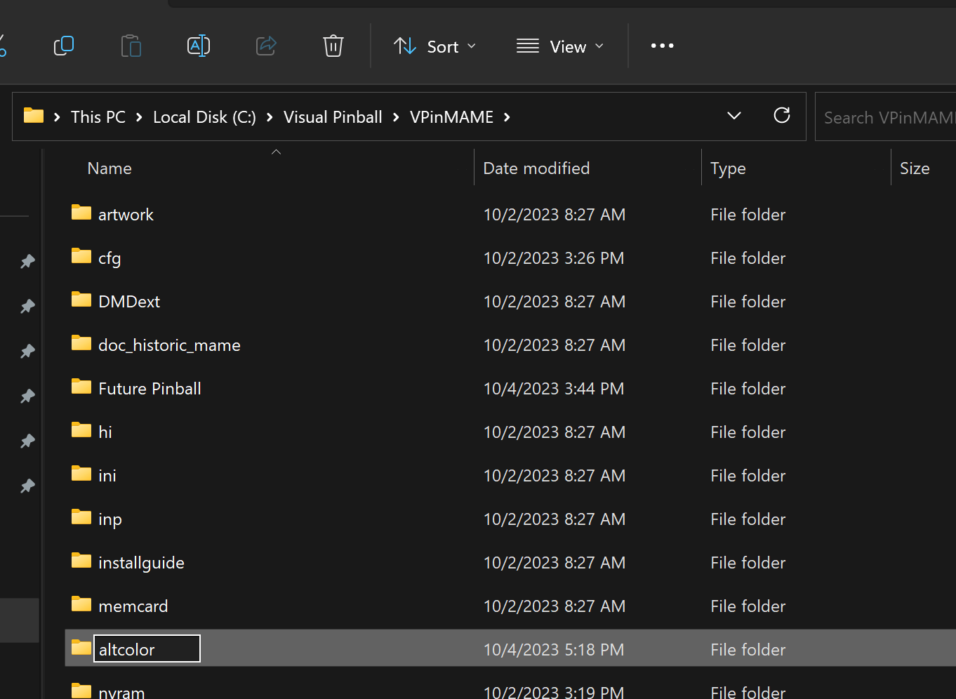 Creating the altcolor folder
