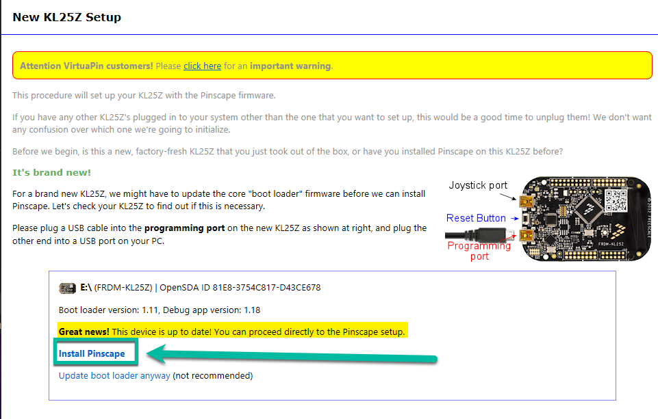 Pinscape firmware flash