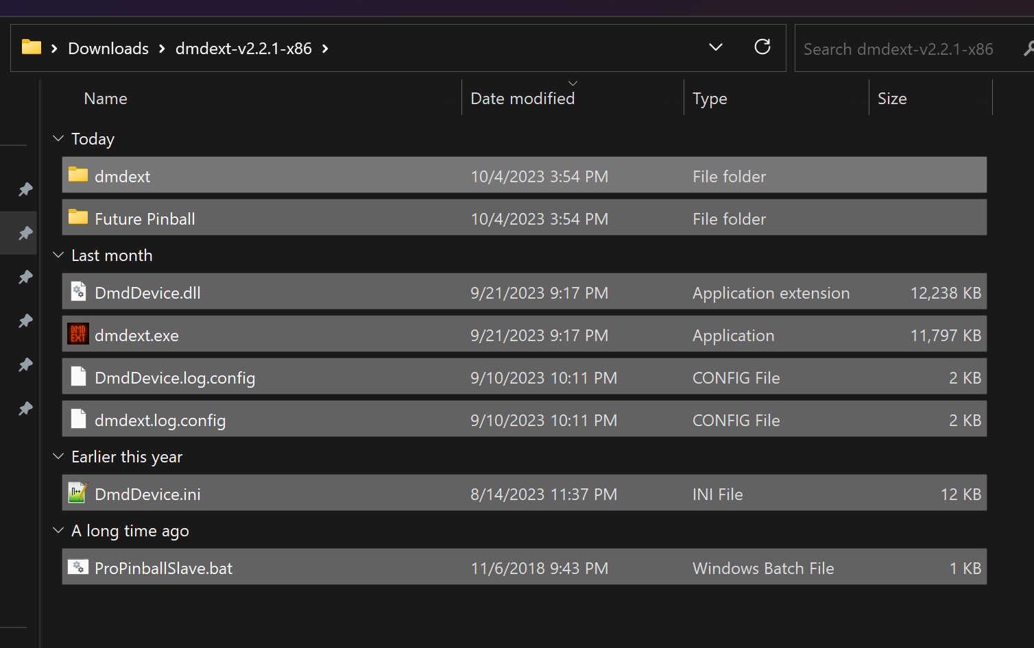 Extracted Freezy files