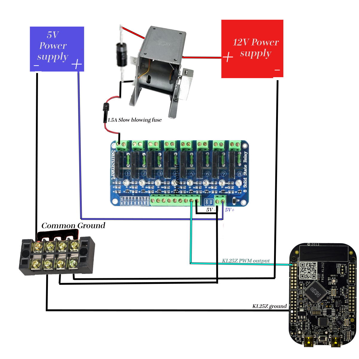 Shaker motor wired to SainSmart and KL25Z