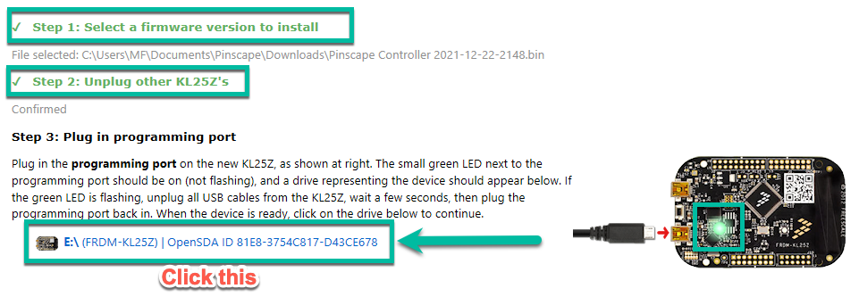 Pinscape flashing progress