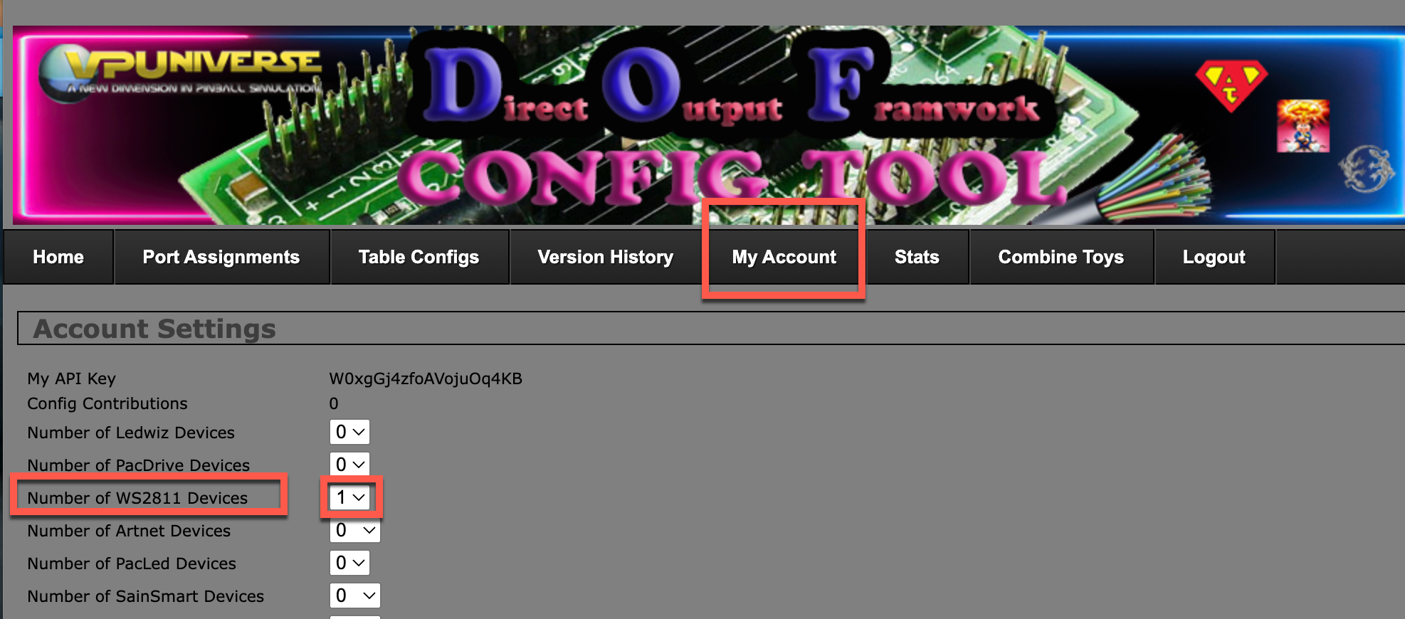 DOF Config Tool add WS2811