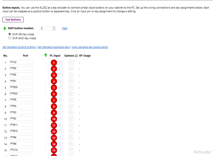 Button inputs configuration