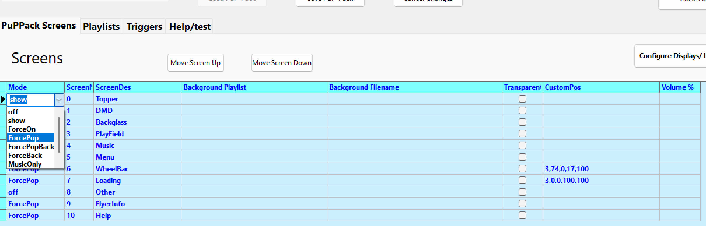 Screen/Theme section